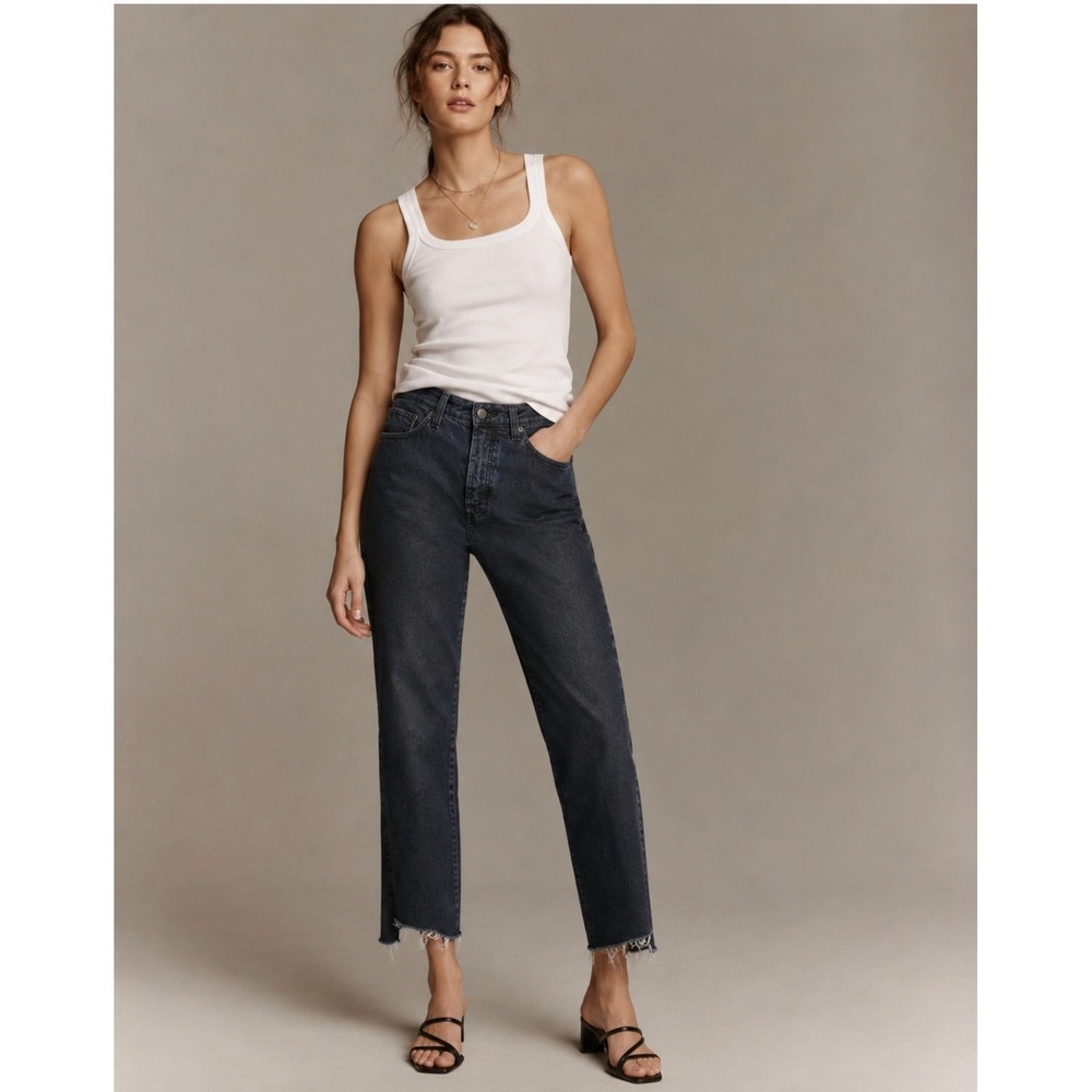 NWT AG Adriano Goldschmied Twisted Alexxis Jeans 31R Dark Indigo Raw Hem Vtg Fit